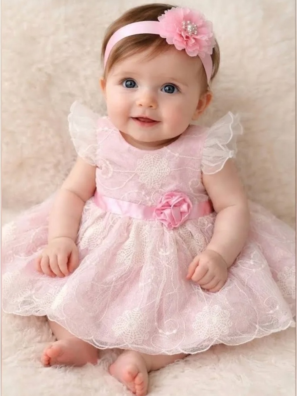 Heirlooms by Polly Flinders Baby Girl Pink Embroidered Dress & Bloomers Set NWT